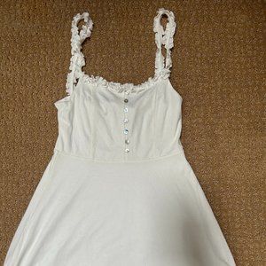 White Mini Dress with button and ruffle detailing